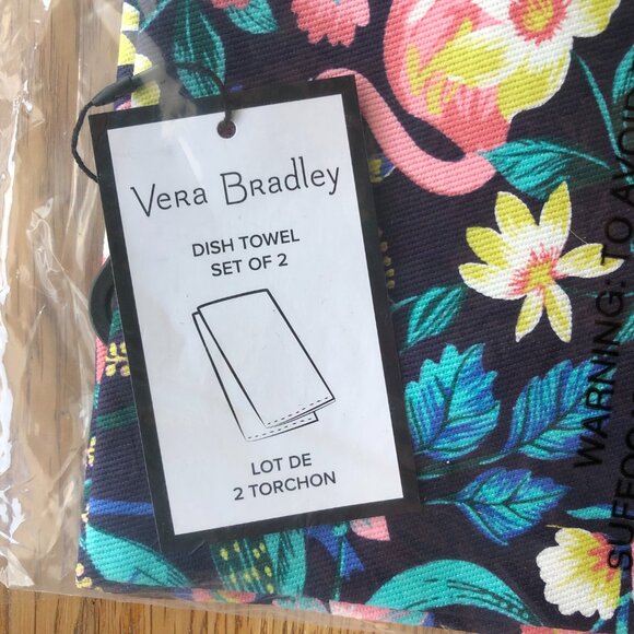 Vera Bradley Flamingo Garden Dish Towel Set of 2 NWT - Picture 4 of 6